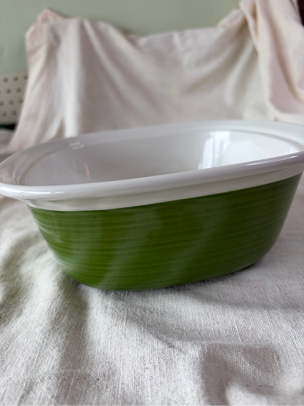 Green Ceramic Oval Baking Dish